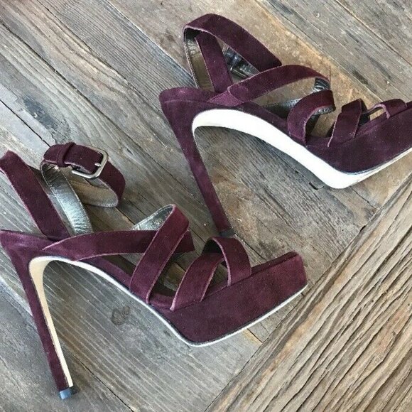 Stuart Weitzman 6.5 Purple Suede Stiletto Sandals - Picture 1 of 13